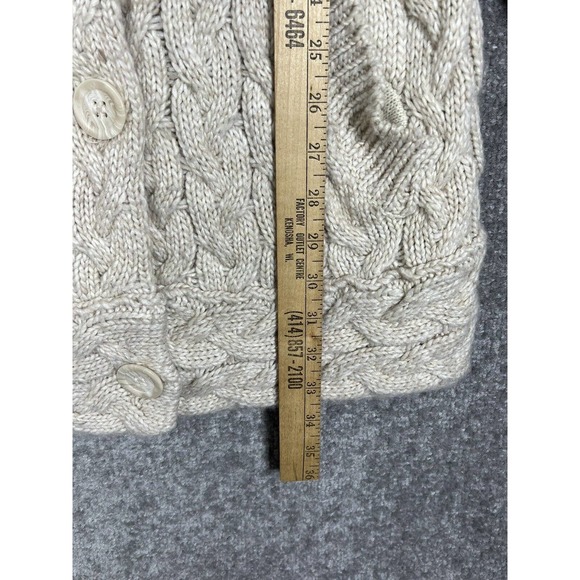 Zara Chunky Cable Knit Button Up Wool Acrylic Sweater Womens Small Pockets Beige - Picture 13 of 13